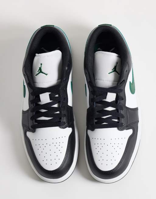 Nike Air Jordan 1 low trainers in white and green, 2 of 5