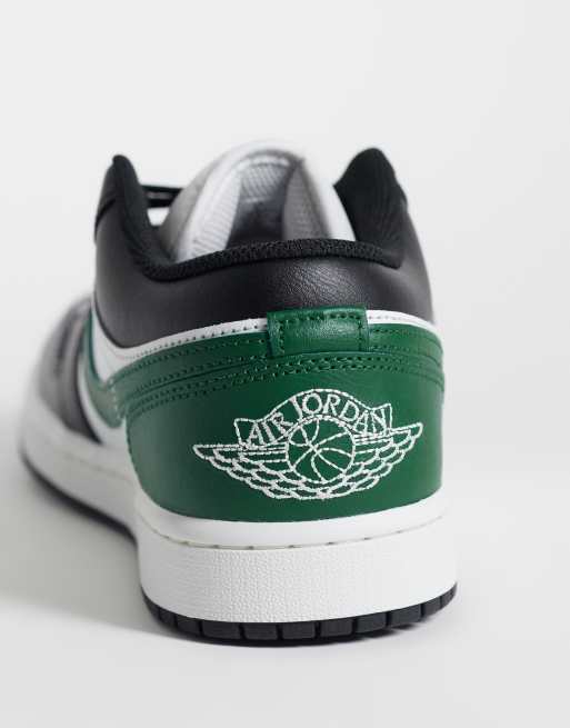 Nike Air Jordan 1 low trainers in white and green, 3 of 5