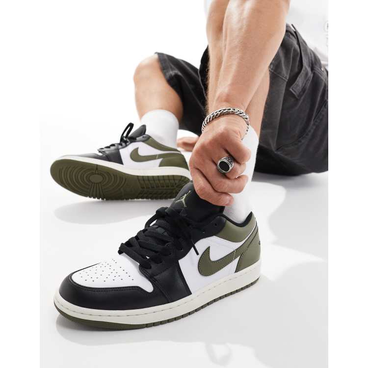 Nike Air Jordan Low trainers in white, green and black ASOS