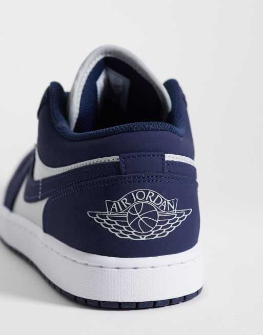 Nike Air Jordan 1 low vävda sneakers i navy och ljusgrå, 2 av 5
