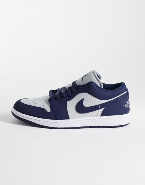 Nike Air Jordan 1 low vævede sneakers i navy og lysegrå - view 1