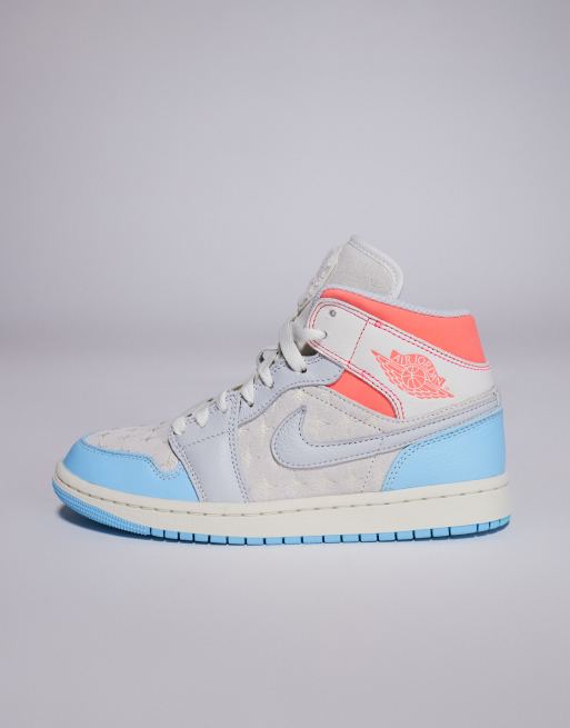 Nike Air Jordan 1 Mid NA4 sneakers in off white, pink and blue, 2 of 5