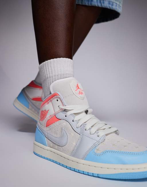 Nike Air Jordan 1 Mid NA4 sneakers in off white, pink and blue, 5 of 5