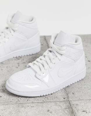 jordan 1 mid triple white patent swoosh