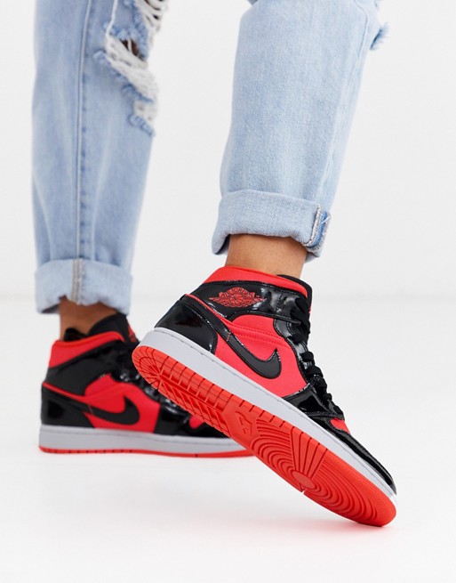 Nike Air Jordan 1 mid red and black sneakers | ASOS