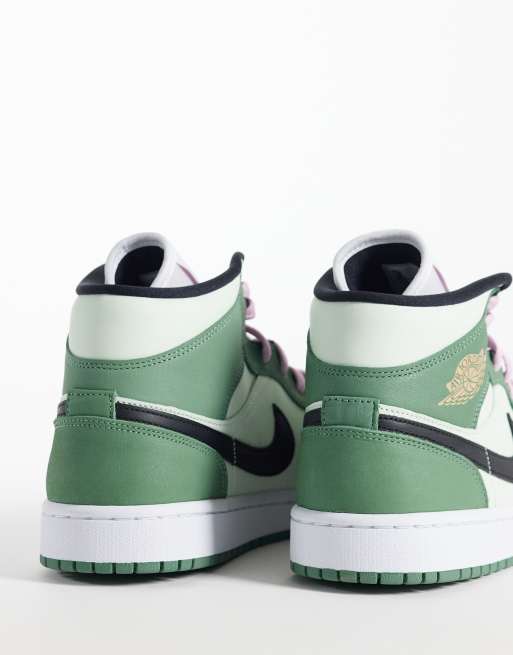 Nike Air Jordan 1 Mid SE sneakers in green and pink | ASOS