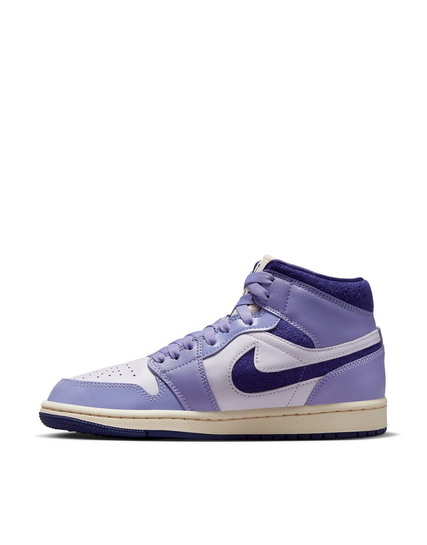 Shop Jordan Nike Air  1 Mid Se Sneakers In Purple