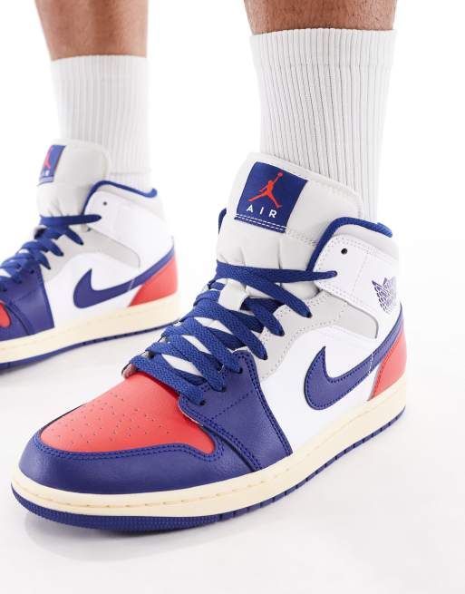 Mid Se Jordans Rot Blau Nike – Air Jordan Mid – Sneaker In Weiß