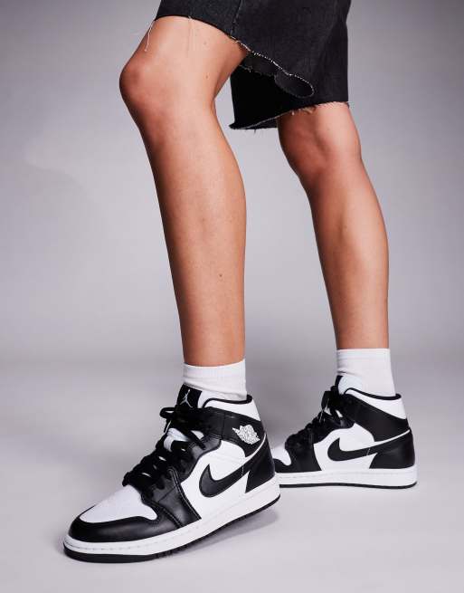 Nike - Air Jordan 1 Mid - Sneakers i hvid og sort  , 5 af 5
