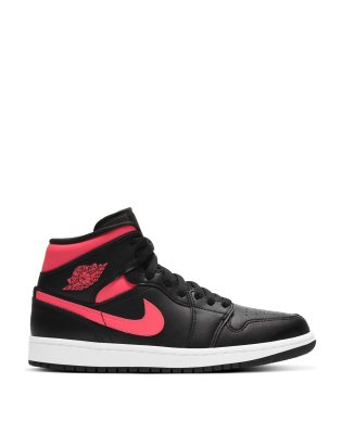 JORDAN NIKE AIR JORDAN 1 MID SNEAKERS IN BLACK/SIREN RED,BQ6472-004