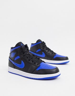 Nike - Air Jordan 1 Mid - Sneakers in blauw met zwart