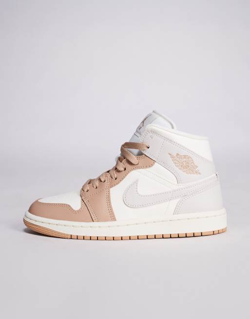 Nike Air Jordan 1 Mid sneakers in brown and beige | ASOS