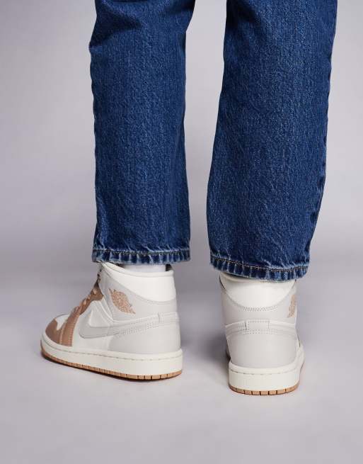 Nike Air Jordan 1 Mid sneakers in brown and beige | ASOS