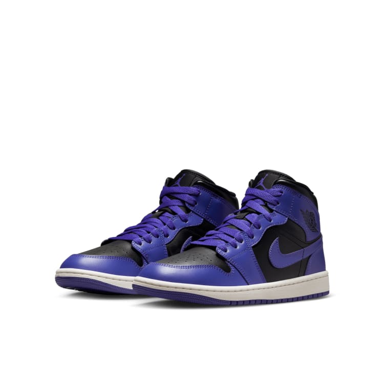 Nike Air Jordan 1 Mid Sneakers in Dark Concord Blue-Black