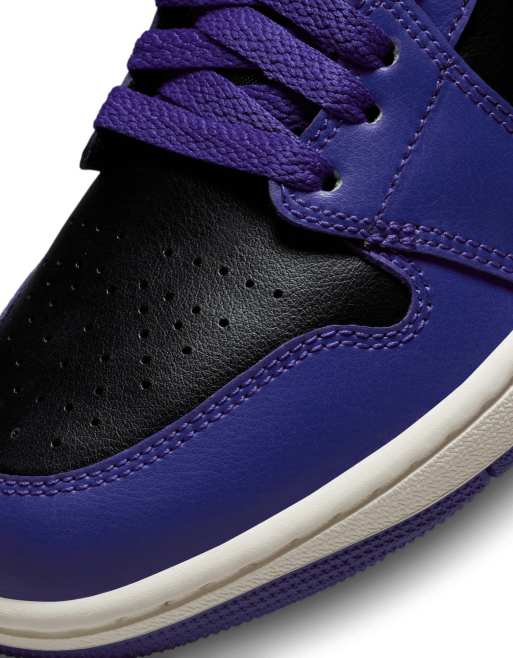 Nike Air Jordan 1 Mid Sneakers in Dark Concord Blue-Black