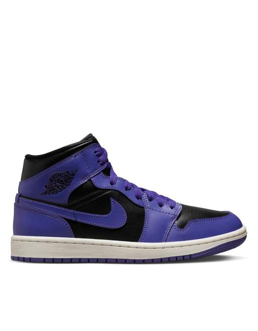 Nike Air Jordan 1 Mid Sneakers in Dark Concord Blue-Black