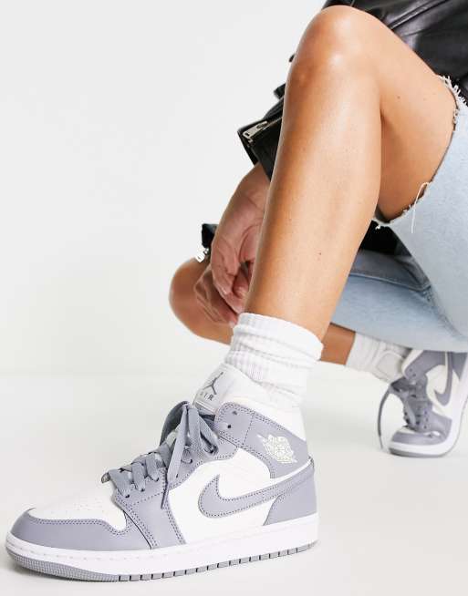 Nike Air Jordan 1 Mid sneakers in gray and white