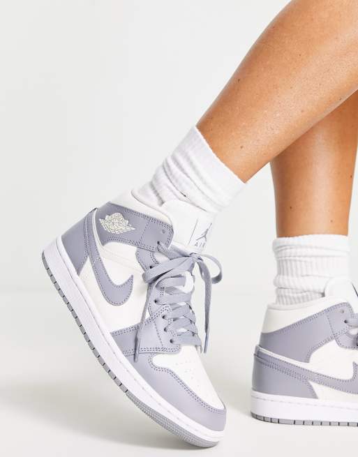 Nike Jordan 1 Mid sneakers in gray and white | ASOS