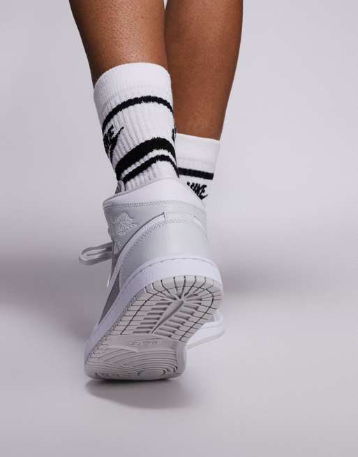 Nike Air Jordan 1 Mid sneakers in gray/white | ASOS