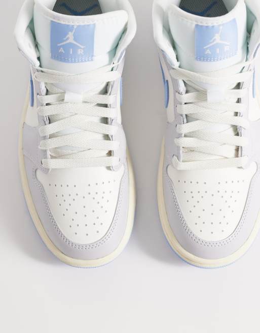 Nike Air Jordan 1 Mid sneakers in light blue and white | ASOS