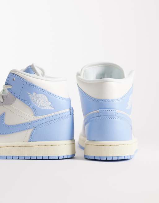 Nike Air Jordan 1 Mid sneakers in light blue and white | ASOS