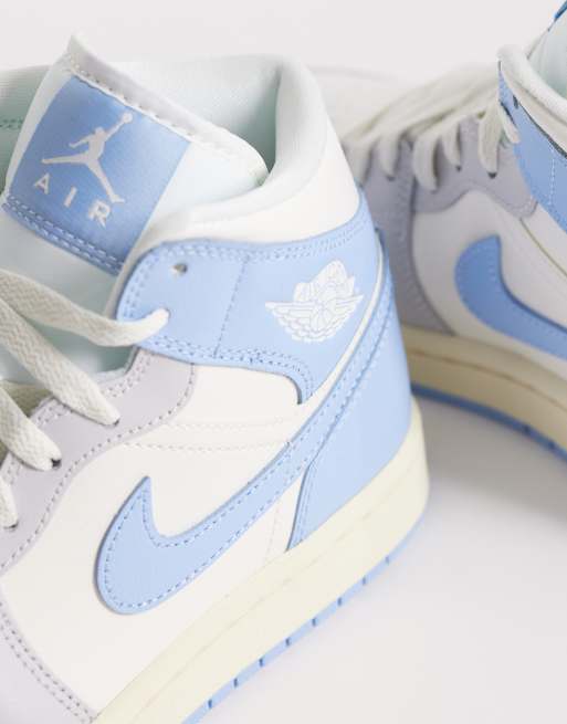 Nike Air Jordan 1 Mid sneakers in light blue and white | ASOS