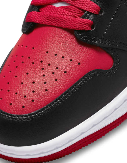 menigte klein geweer Nike Air Jordan 1 Mid sneakers in red, black and white | ASOS