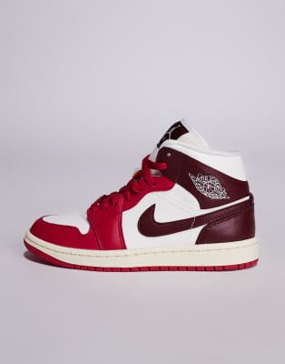 Jordan Air  1 Mid Sneaker In Red
