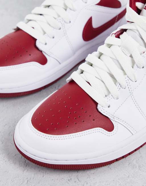 Nike Air Jordan 1 Mid sneakers in white and burgundy | ASOS