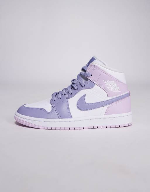 Nike Air Jordan 1 Mid sneakers in white and light purple