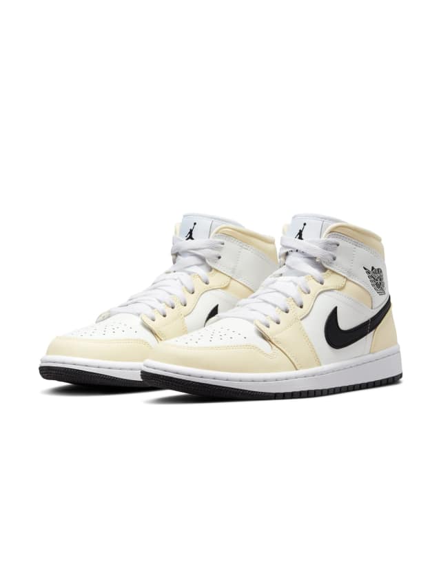 Nike Air Jordan 1 Mid sneakers in white cream and black