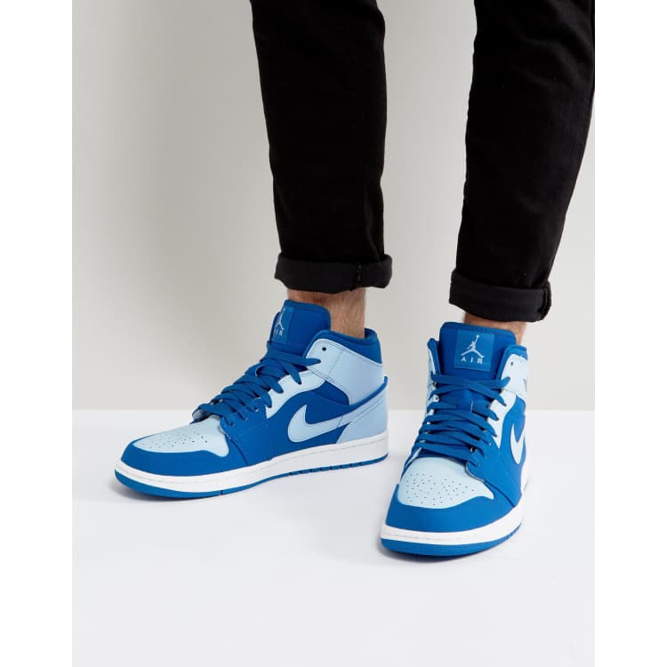 Nike Air Jordan 1 Mid Trainers In Blue 554724 400 ASOS