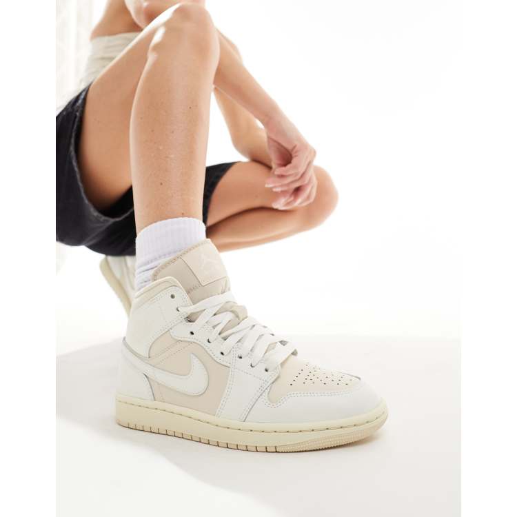 Nike Air Jordan Mid trainers in off white and stone ASOS