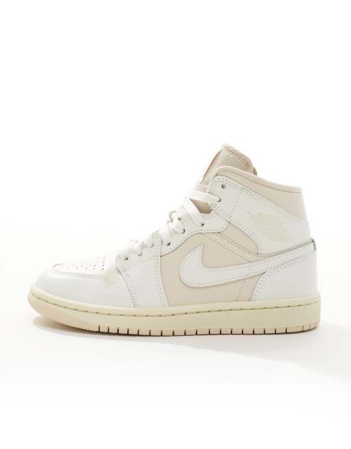 Nike Air Jordan 1 Mid trainers in off white and stone ASOS