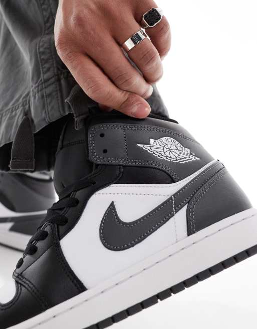 Nike Air Jordan 1 Mid trainers in white, black and grey | ASOS