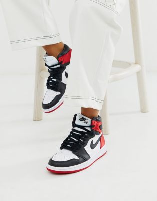 Nike Air Jordan 1 red and black satin 