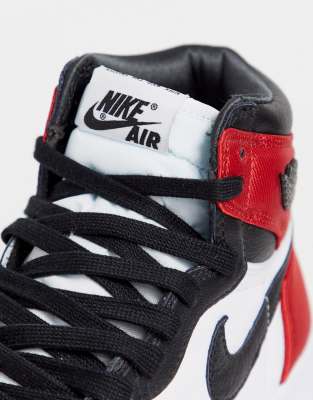 nike air jordan 1 red and black satin trainers