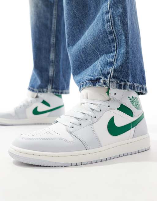 Nike Air Jordan 1 trainers in white and green | ASOS