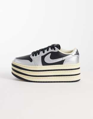 Jordan Nike Air  1 Triple Stack Sneakers With Metallic Detailing In White