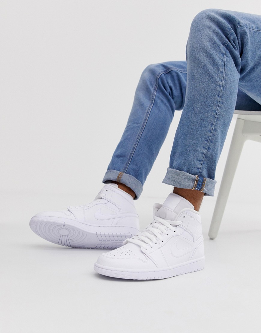 Nike – Air Jordan 1 – Vita sneakers med halvhögt skaft