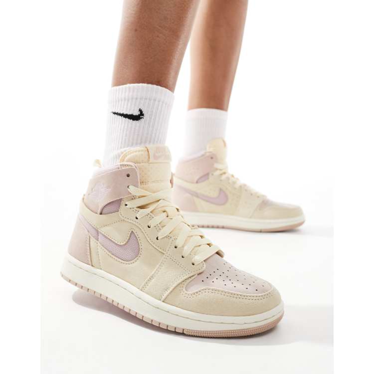 Light pink nike high tops best sale