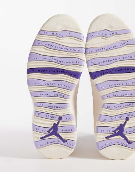 Nike Air Jordan 10 Retro sneakers in beige and purple , 5 of 5
