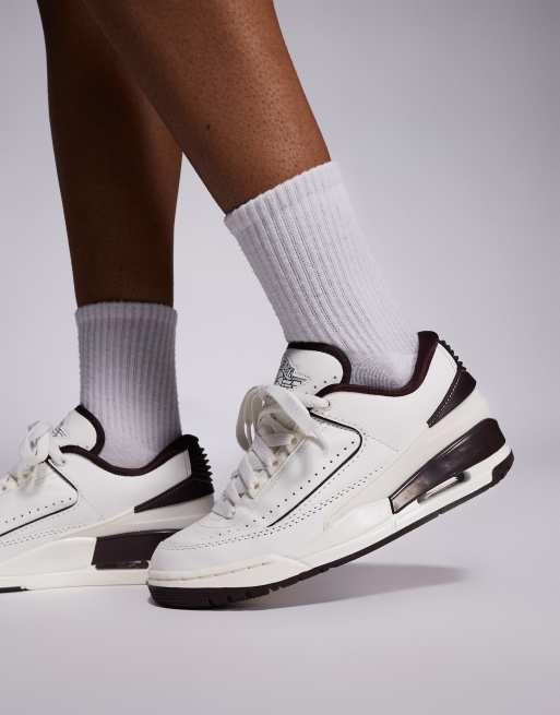 Nike Air Jordan 2/3 sneakers in white and brown ASOS