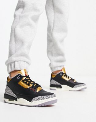 Nike Jordan 3 Retro sneakers in black, gold and gray | ASOS