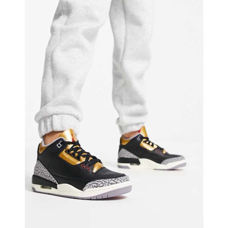 Jordan retro 3 black best sale and gold