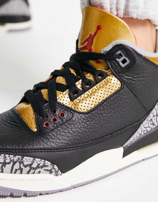 Nike Air Jordan 3 Retro sneakers in black, gold and gray