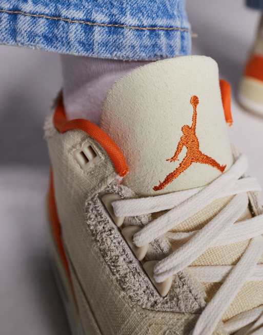 Nike Air Jordan 3 Retro sneakers in orange and off-white, 3 of 5