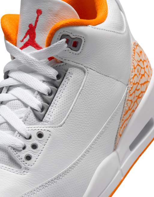 Nike Air Jordan 3 Retro sneakers in white and orange, 3 of 4