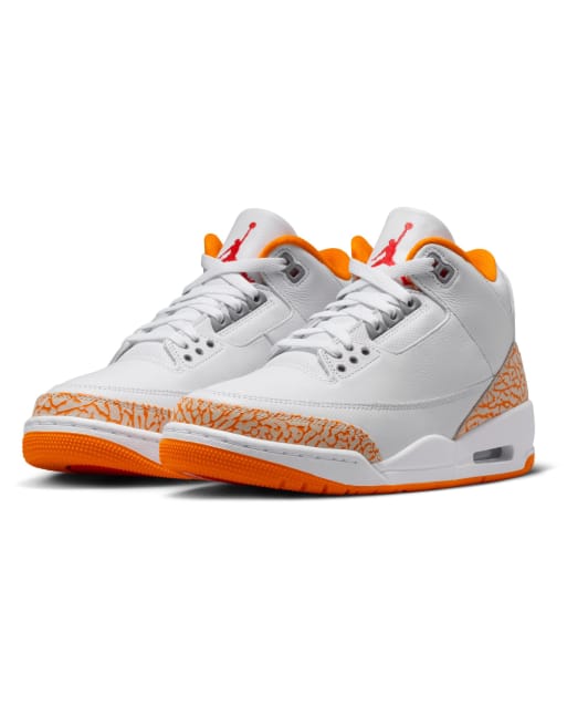 Nike Air Jordan 3 Retro sneakers in white and orange, 4 of 4