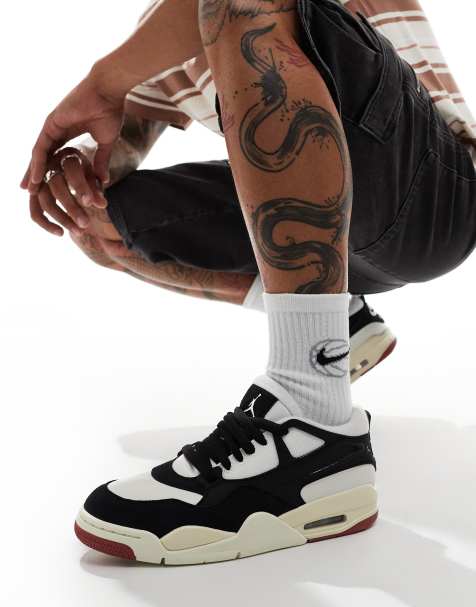Nike Air Jordan 4 remastered trainers in white and black - WHITE - view 1